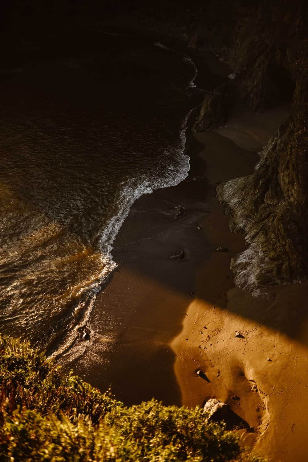 Sunset landscape photograph from up on the cliffs of the Oregon coast.