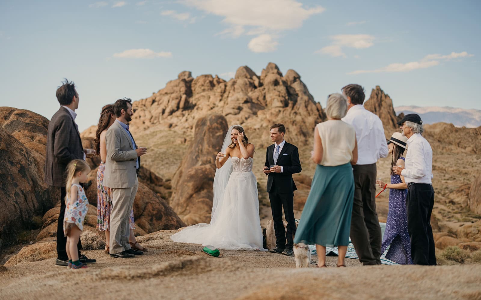 Family gathers for adventure elopement.