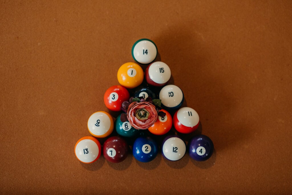 A detail photo of the grooms flowers.
