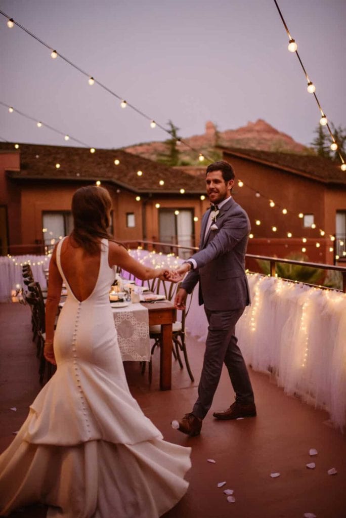 A couple shares their first dance at Amara resort.