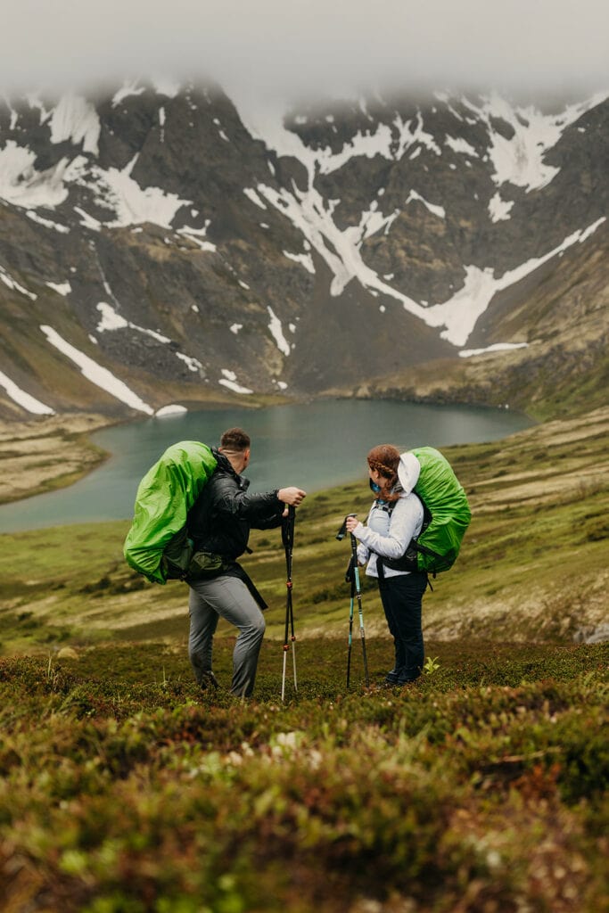 A photo of the couple looking back on where they got married below.