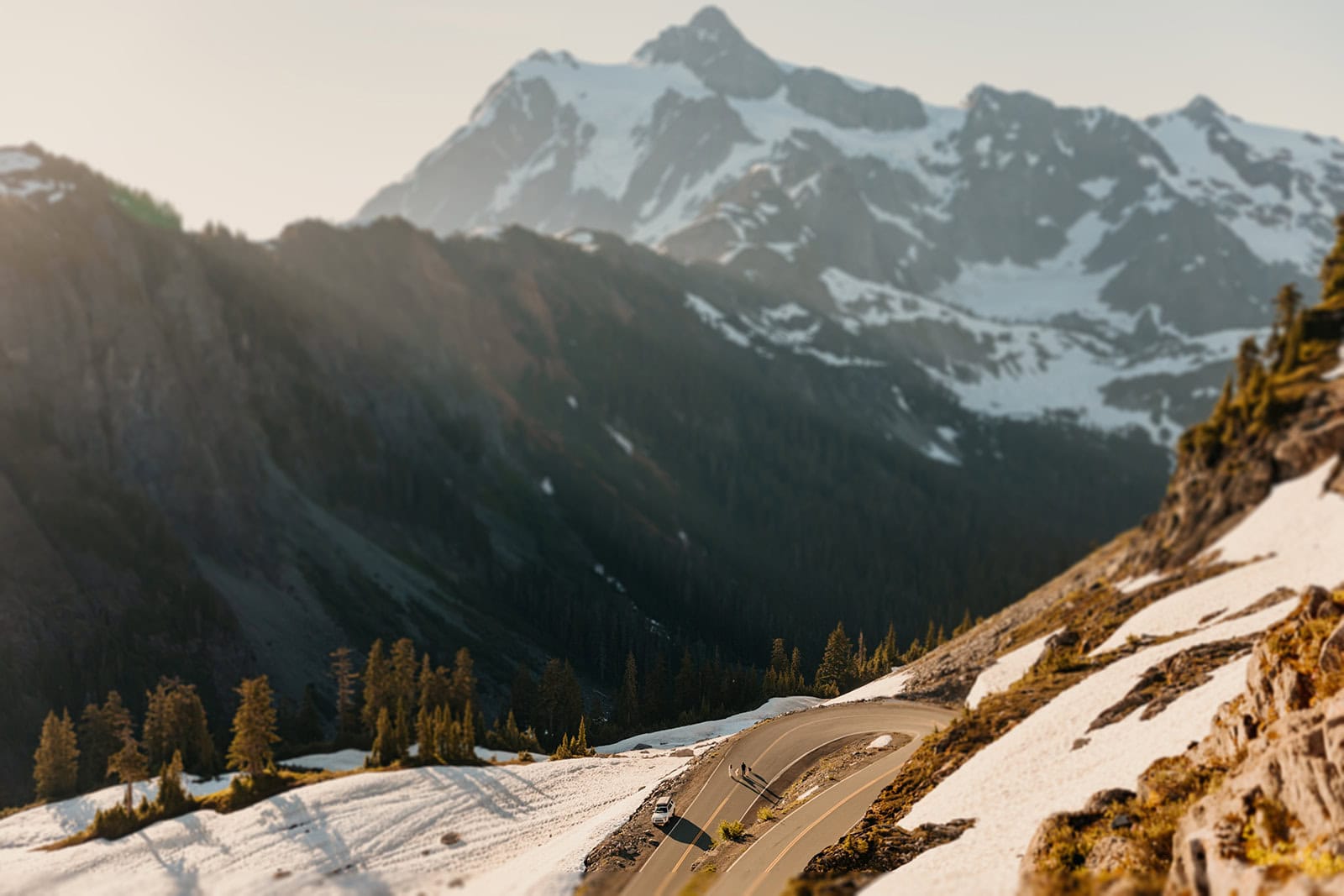 A photo of the road up to Artist point.