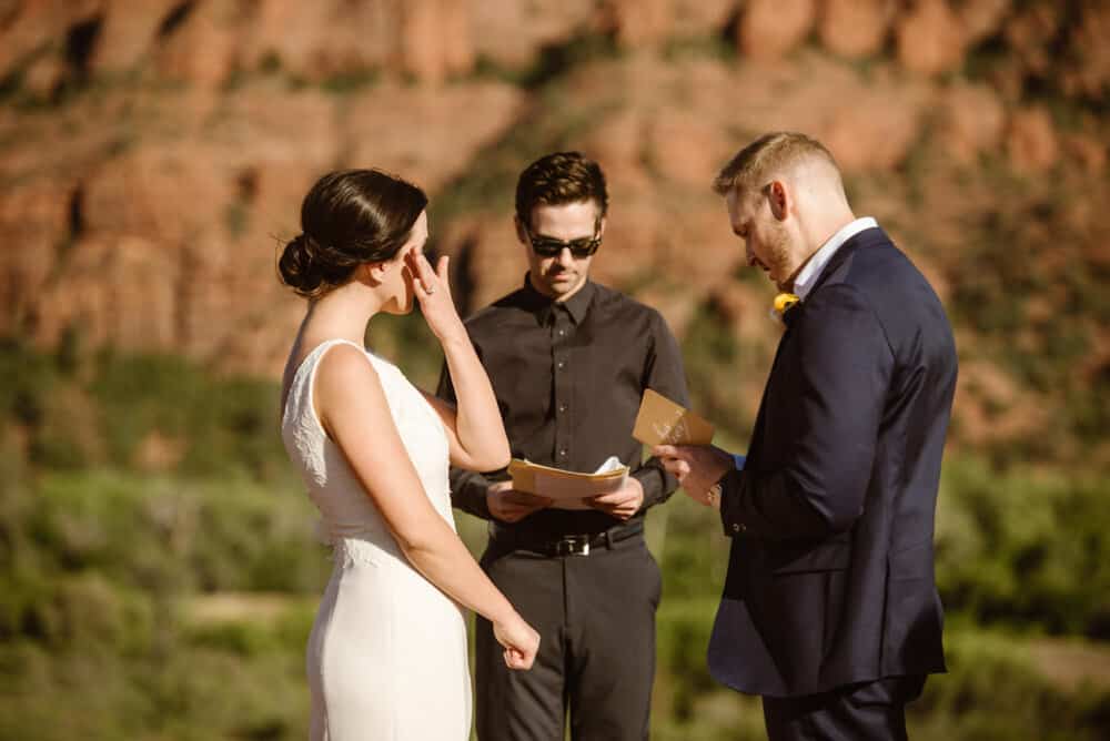 An emotional moment during the ceremony.
