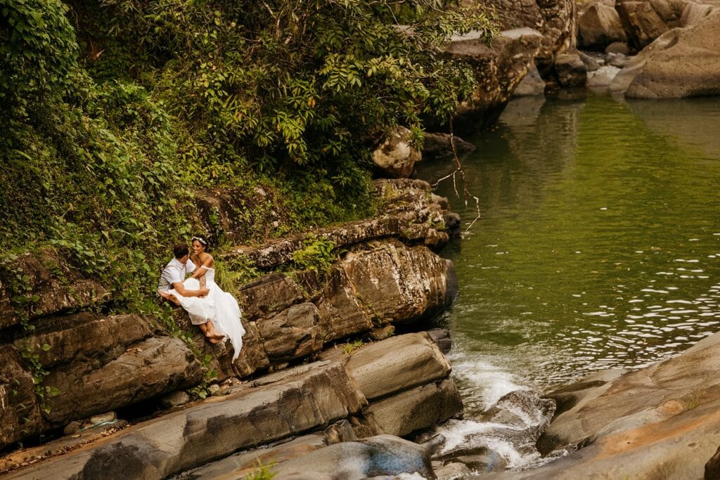 A bride wears a dress from Azazie in Puerto RIco.