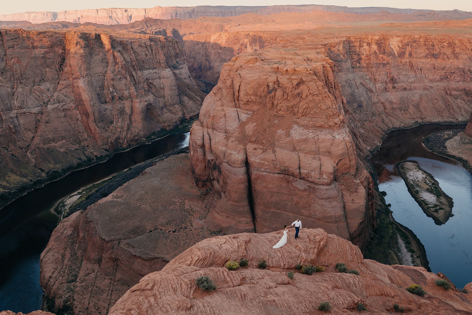 A couple traveled to Arizona to get married at Horseshoe Bend.