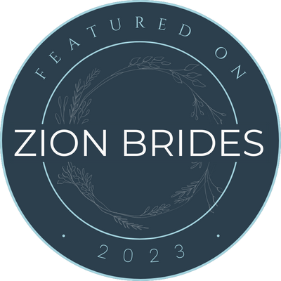 Badge that says "Featured On Zion Brides 2023."